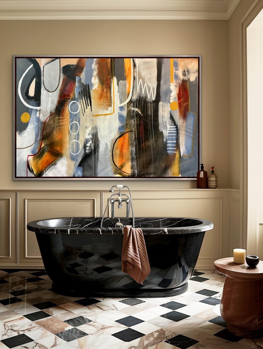 Organic Abstract Acrylic Painting By Rashna Hackett, 53 X 35", The Storm Will Pass, Original Artwork