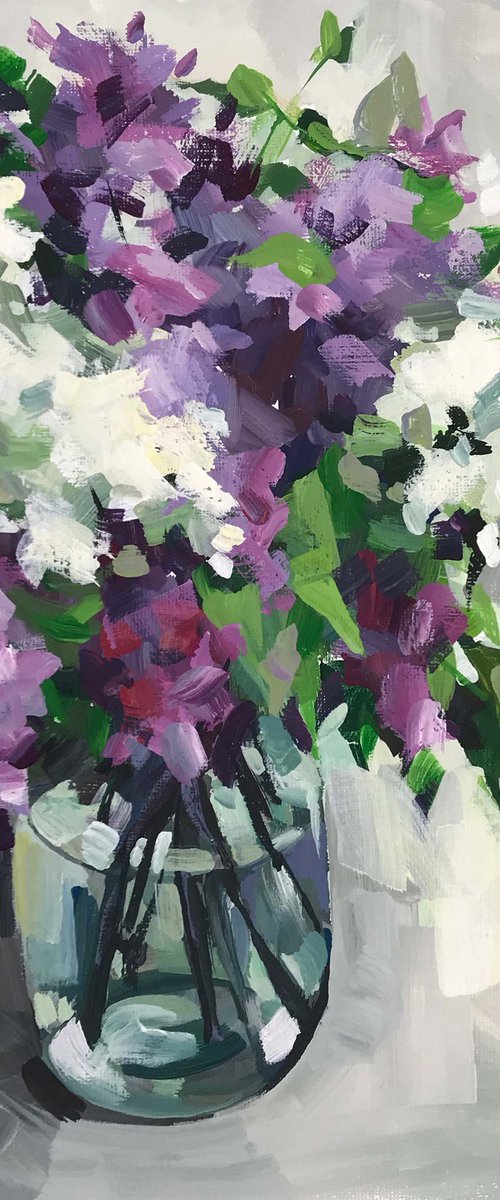 Lilac bouquet. one of a kind, handmade artwork, original painting. by Galina Poloz