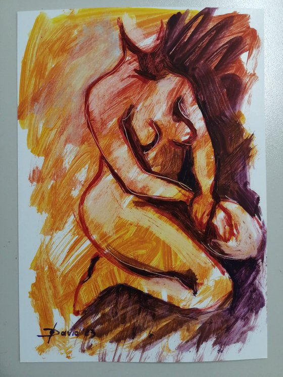 Nude study female oil on paper