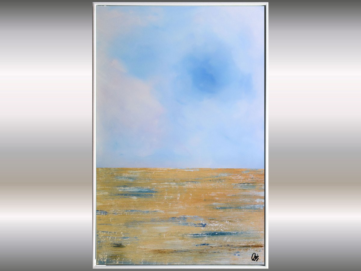Lonely Beach - Abstract- Painting- Acrylic Canvas Art - Wall Art - Large Painting - Blue A... by Edelgard Schroer