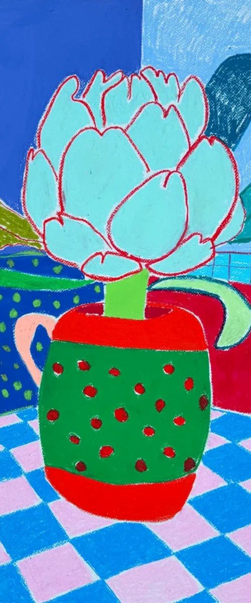 Artichoke in a Colorful Vase by Sasha Robinson
