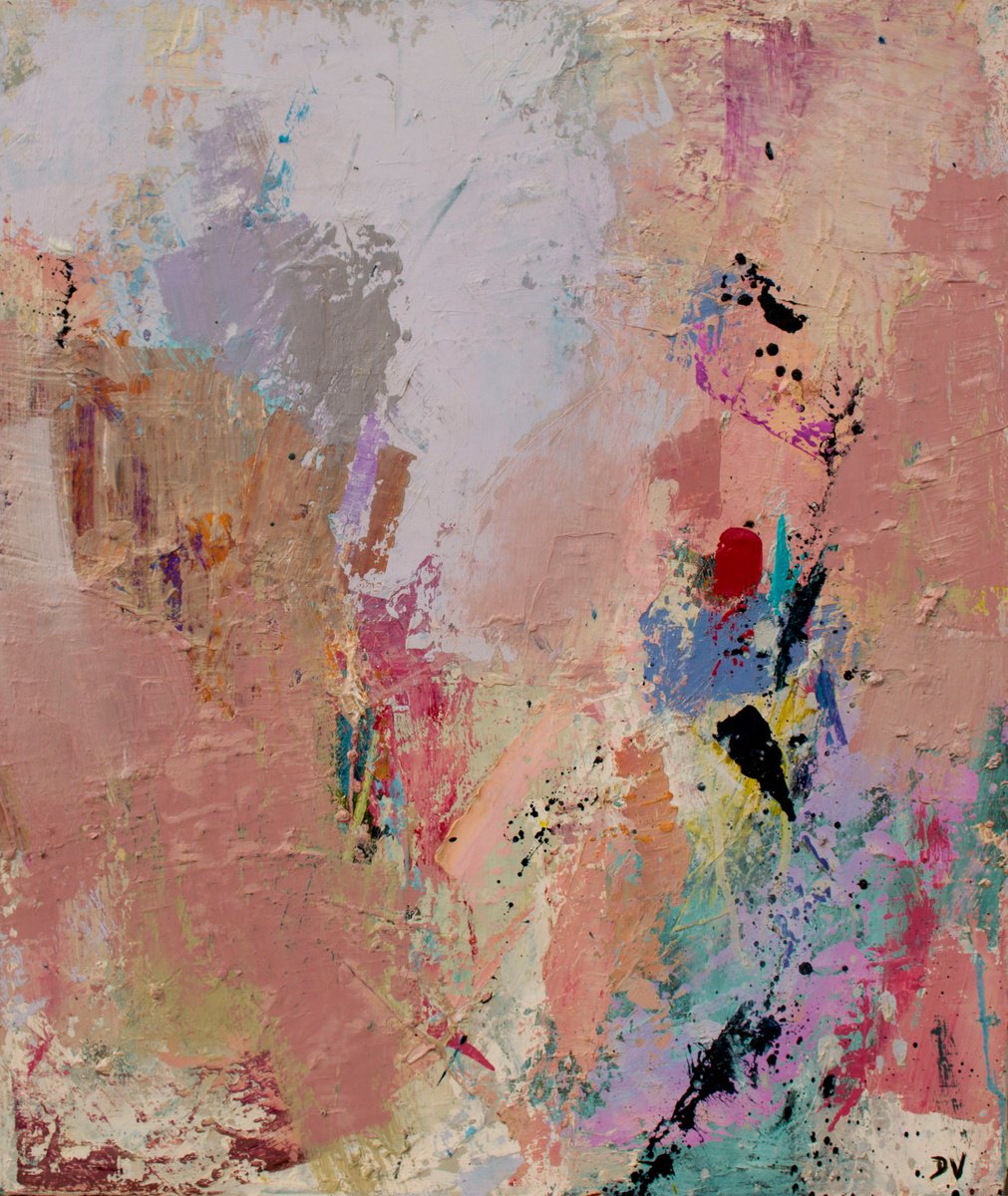 Expressive Abstract Oil Painting By Damien Venditti, 20 X 24, Sherbet Fizz 3, Original Artwork