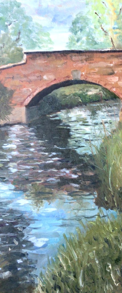 Reflections in the river. An original 'plein air' oil painting. by Julian Lovegrove Art