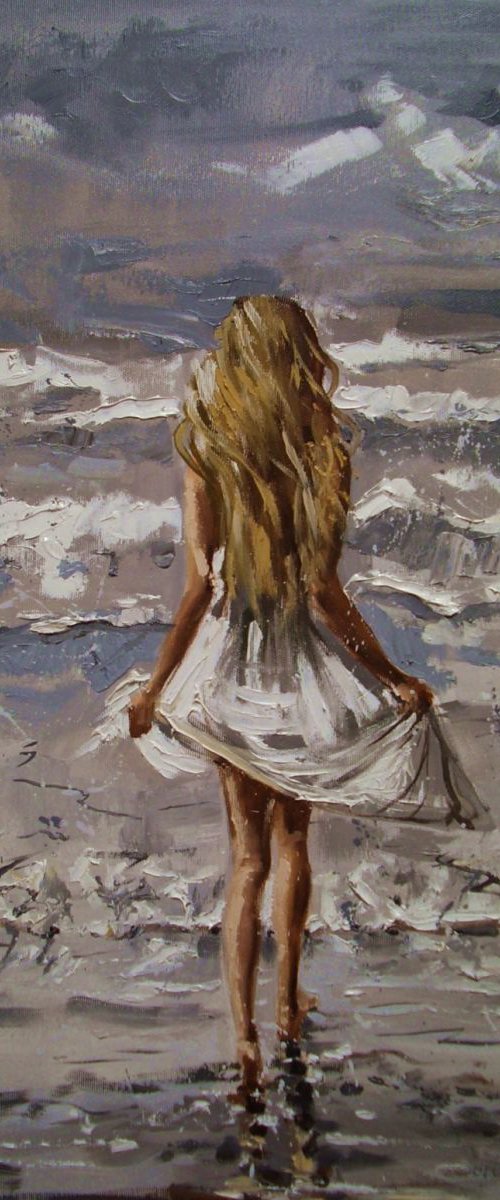 " WHAT A BEAUTY DAY " original painting palette knife GIFT MODERN URBAN ART OFFICE ART DECOR HOME DECOR GIFT IDEA by Monika Luniak