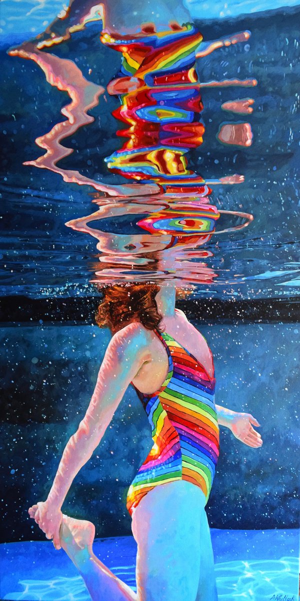 Photorealistic Portrait Acrylic Painting By Abi Whitlock, 20 X 39, Spectra, Original Artwork