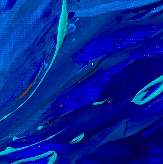 FLYING OVER THE SEASHORE - Ocean abstraction. Marine theme. Sea shore. Blue water. Strait. Sand. Lagoon.