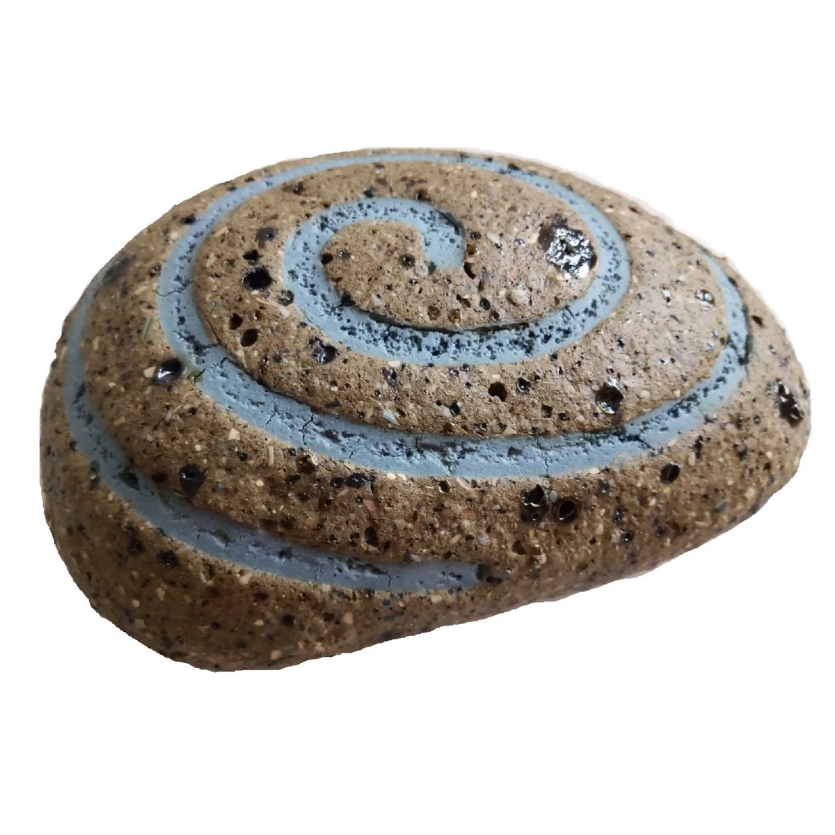 Organic Abstract Clay Sculpture By Rossitza Trendafilova, 7 X 5", "Sky Blue Spiral", Original Artwork