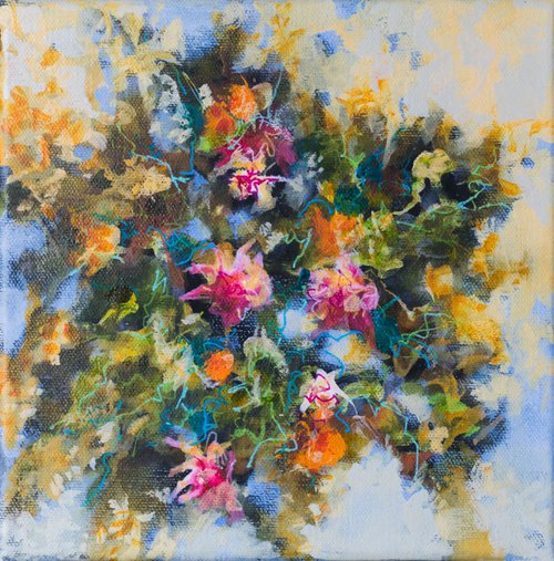 Rococo flowers - floral abstract painting by Fabienne Monestier