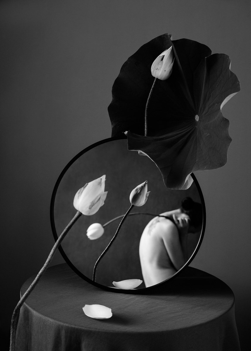 Expressive Botanical Photograph By Xidong Luo, 24 X 33", Beauty From Mud #1, Original Artwork