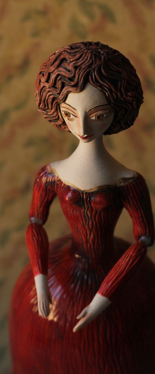 Beautiful Dame in Red Dress.  Wall sculpture by Elya Yalonetski by Elya Yalonetski