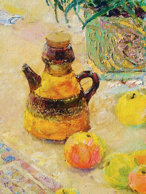 Mosaic of sunlight in autumn apples