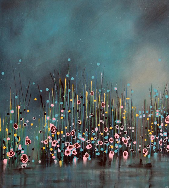 Magic Lagoon - Large original floral landscape