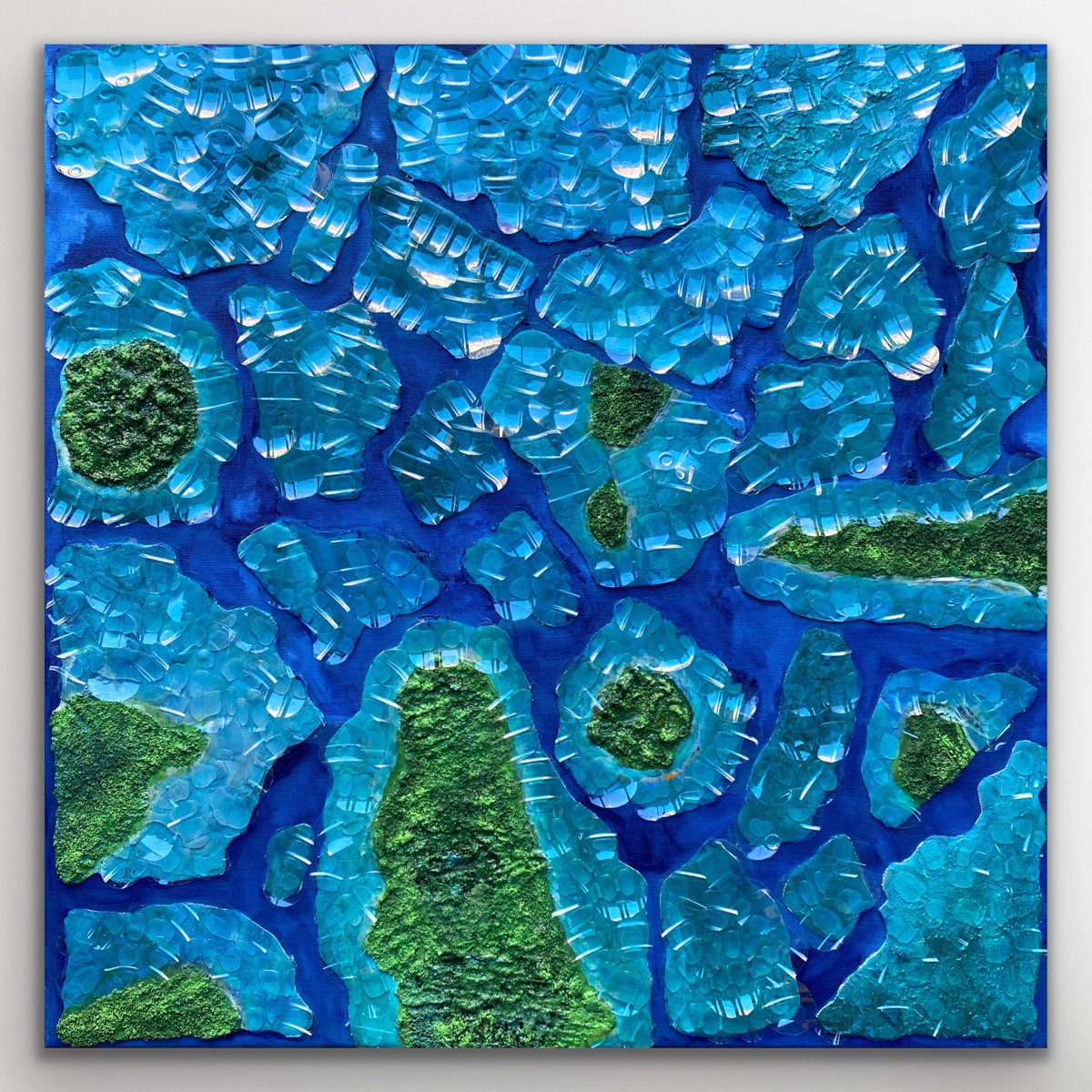 Impressionistic Landscape Collage By Swapna Namboodiri, 24 X 24", Echoes Of The Tide, Original Artwork