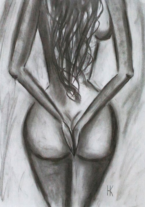 Female Nude charcoal art by Halyna Kirichenko