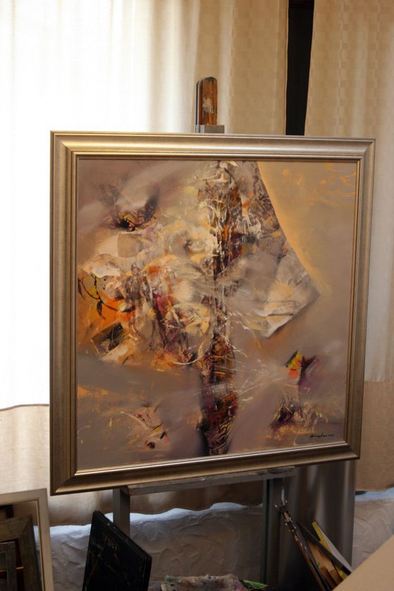 LARGE FRAMED STILL LIFE LIKE COSMIC ENERGY EXPLOSIONS ABOUT ETERNITY TIME AND PERENNITY BY MASTER OVIDIU KLOSKA