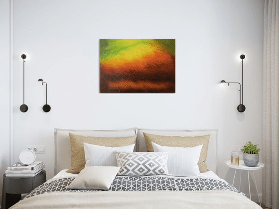 A New Dawn - colorful abstract aerial painting; home, office decor; gift idea
