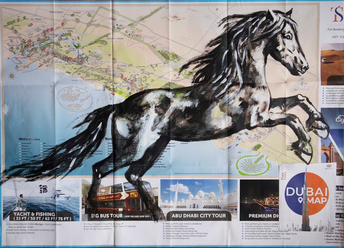 Graphic Animal Acrylic Painting By Kateryna Bortsova, 22 X 17", Dubai, Original Artwork