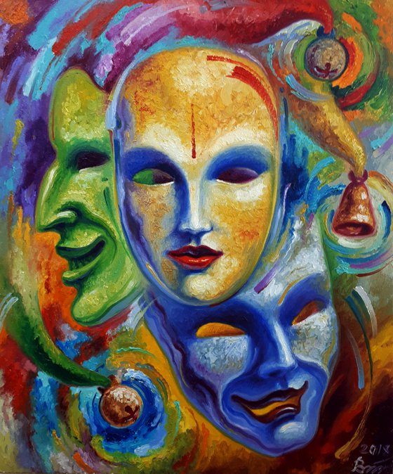Theater Masks Painting by Serhii Voichenko