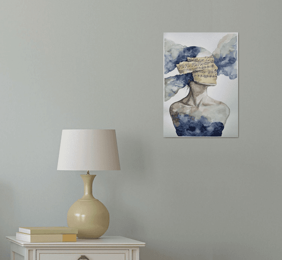 Immersion Blue Sheet Music Abstract Portrait