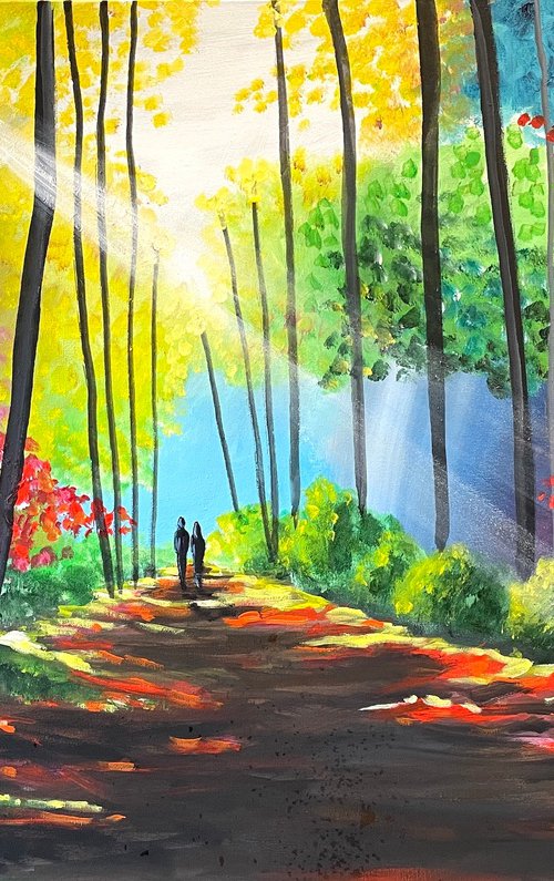 Morning Rays Through The Autumn Forest by Aisha Haider
