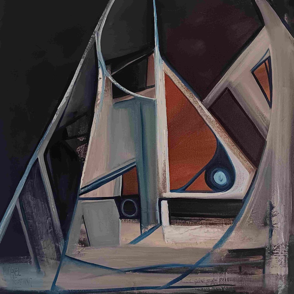 Abstract Landscape Oil Painting By Michael Hemming, 24 X 24", Flying Dutchman, Original Artwork