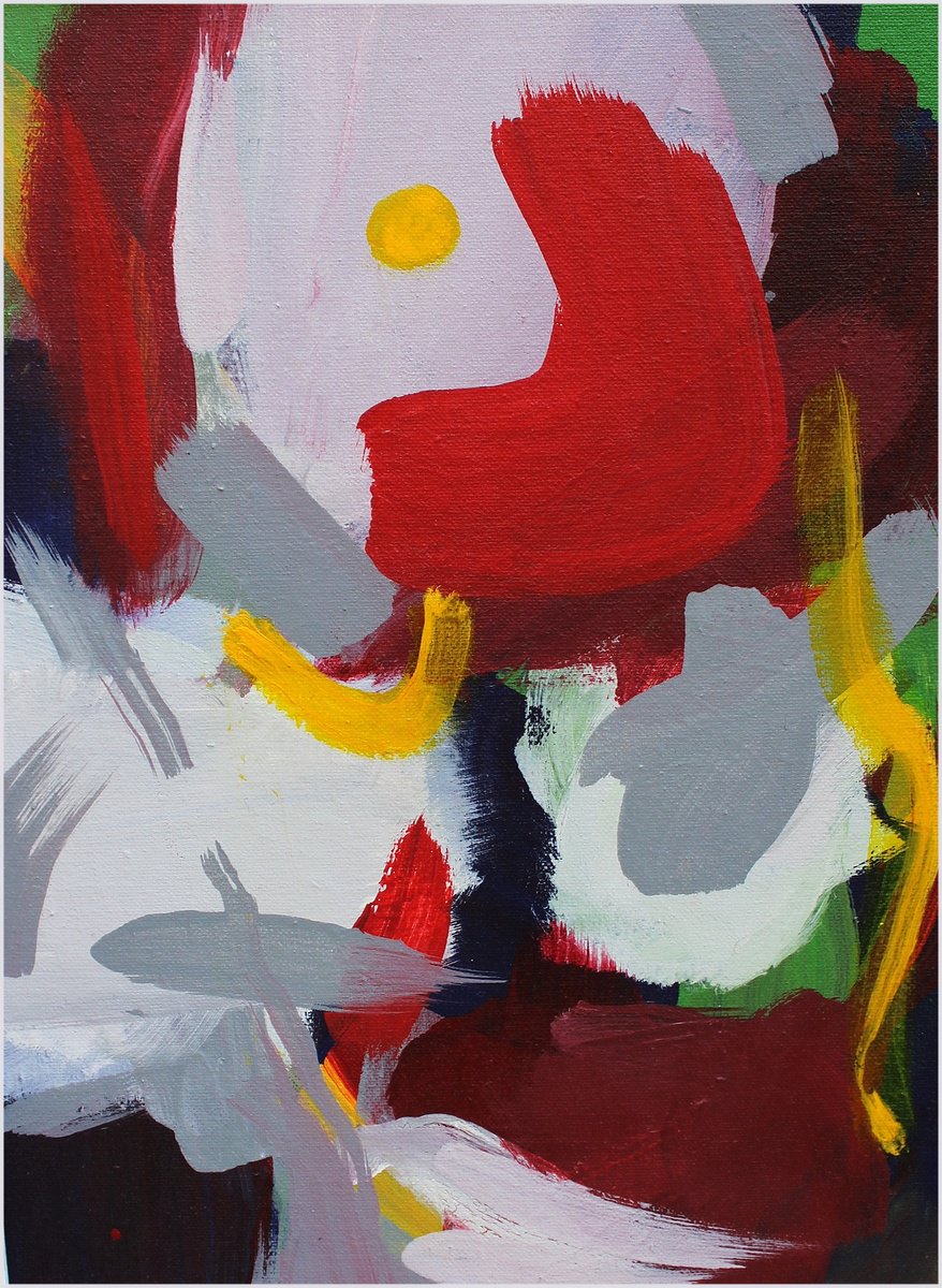 Abstract Oil Painting By Victorine Follana, 15 X 18", Vibration Chromatique, Original Artwork