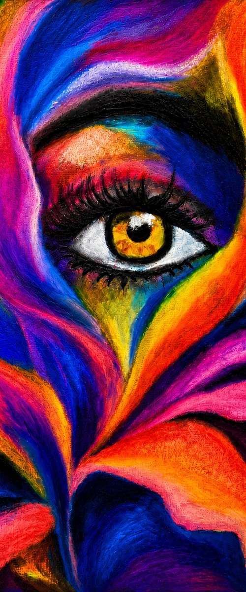 Oracle in Bloom — Oil Pastel floral eye by Helga Wild