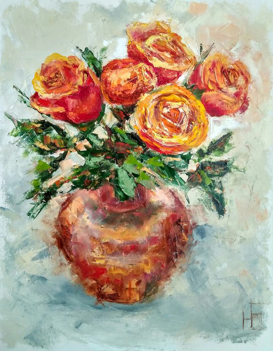 Bouquet of roses in a vase