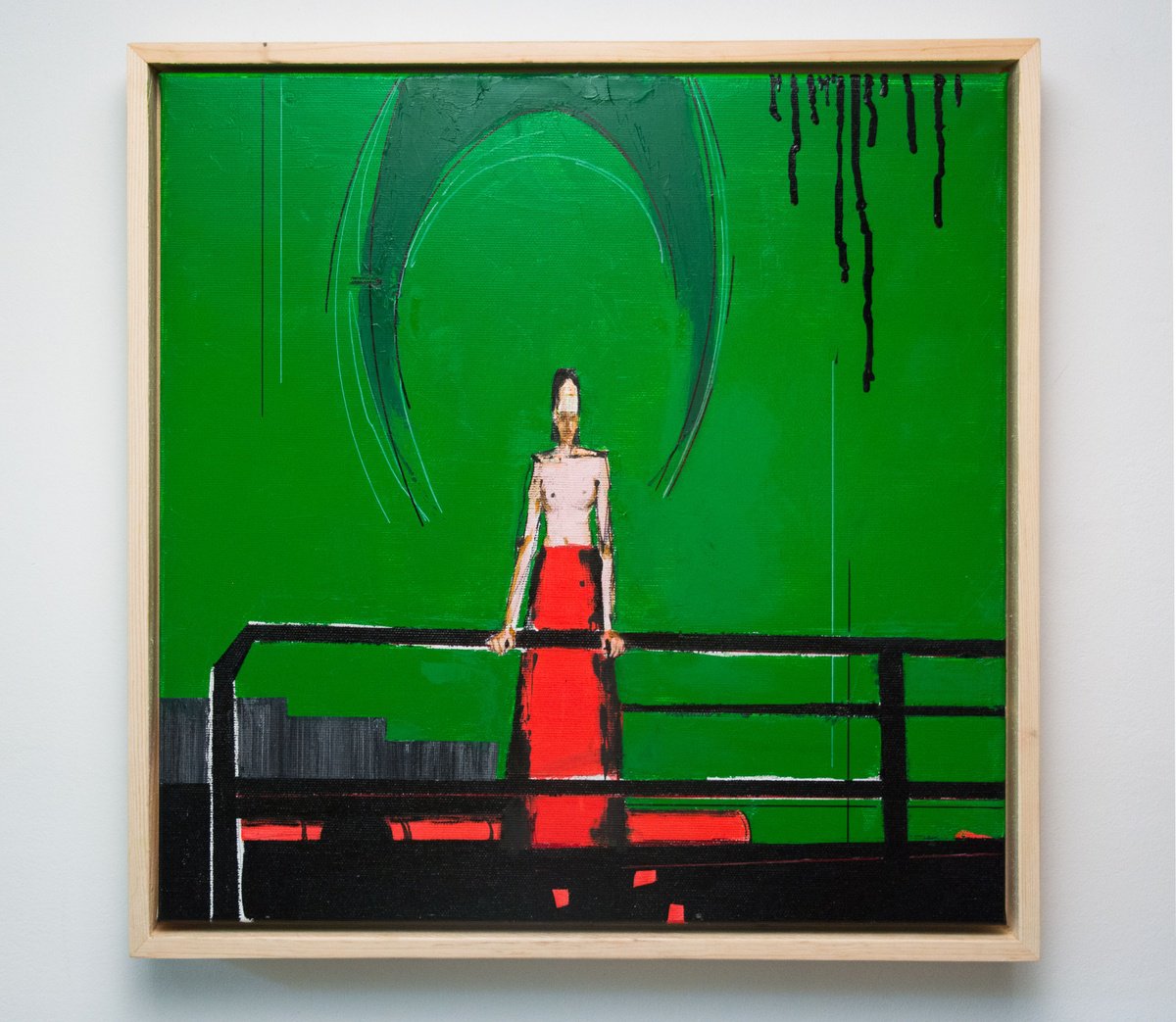 Expressive Portrait Oil Painting By Bohdan Katolyk, 17 X 17, Rudimentary Dreams Ii, Original Artwork