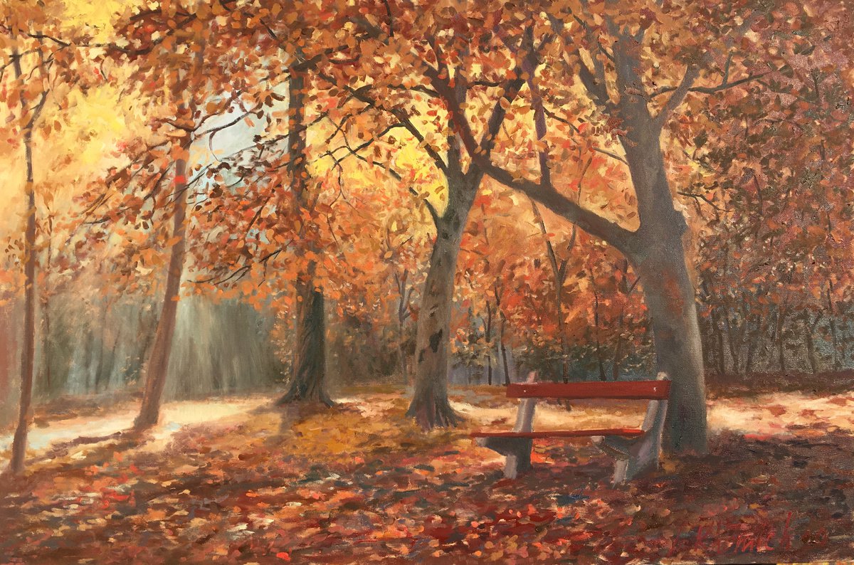Golden Autumn, realistic landscape by Leo Khomich