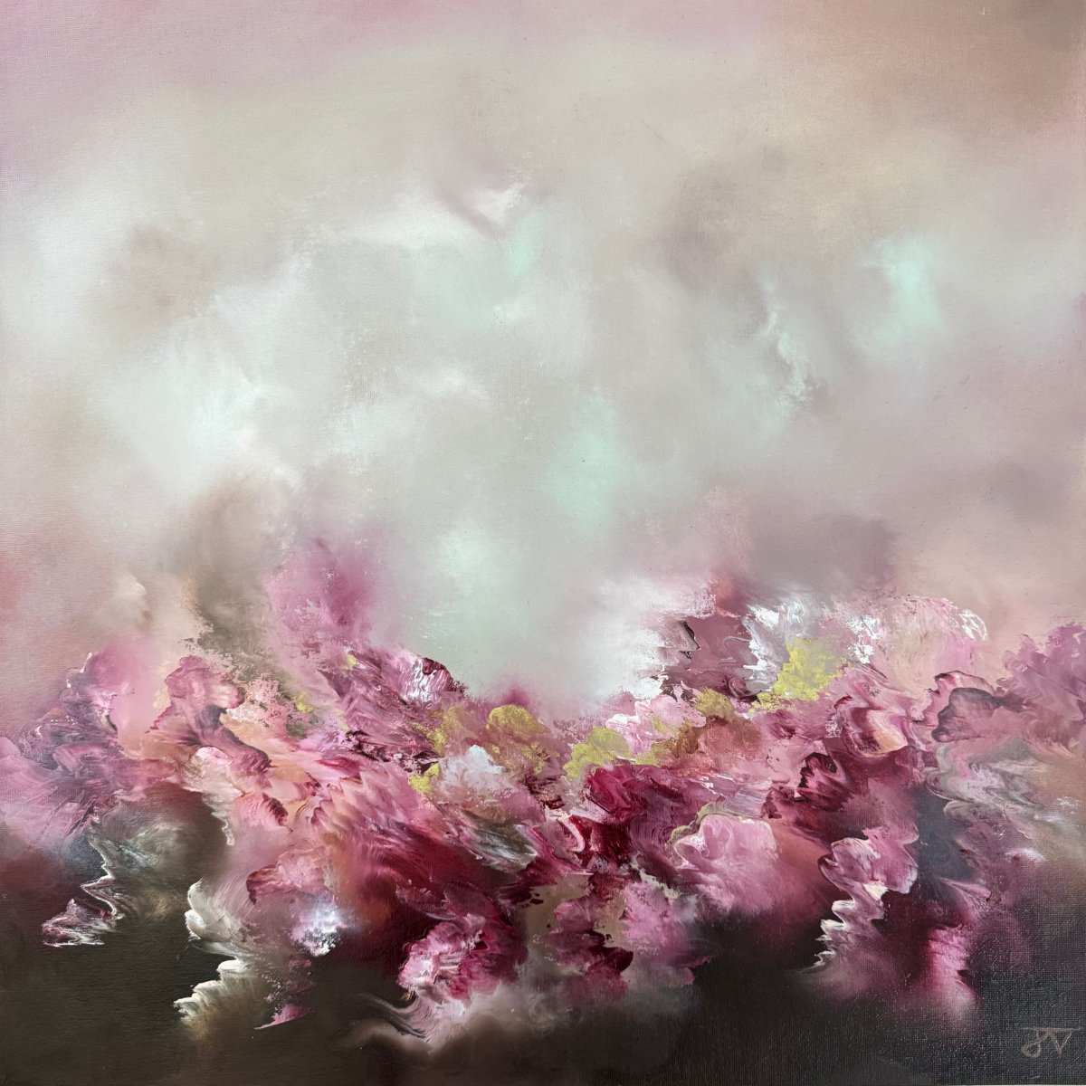 Organic Abstract Oil Painting By Jaimie Volkaerts, 25 X 25, As Time Goes By, Original Artwork