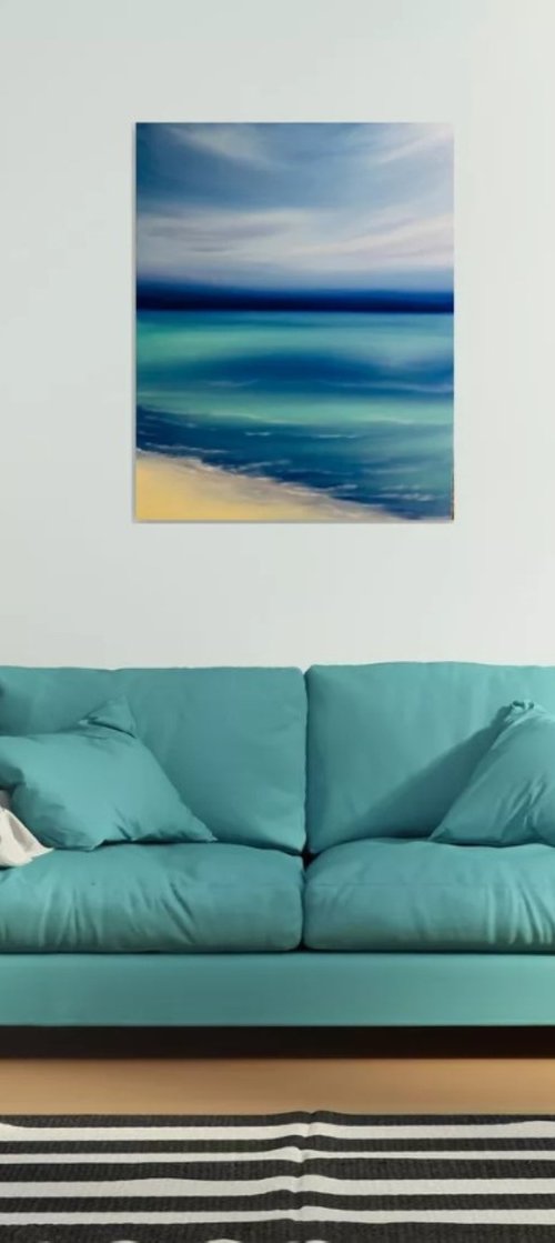 Calm azure sea shore by Nataliia Krykun