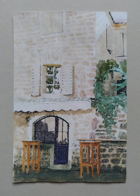 Italy miniature #4. Original watercolour and ink painting