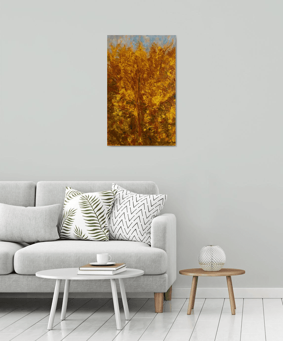 Autumn Blue Sky, Large Textured Palette Knife Painting