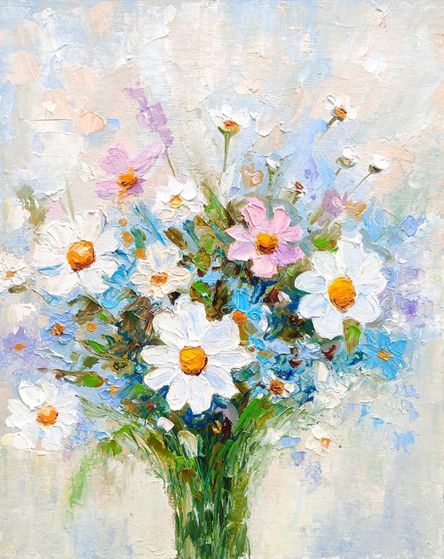 Bouquet of daisies Wildflowers Painting by Yulia Berseneva