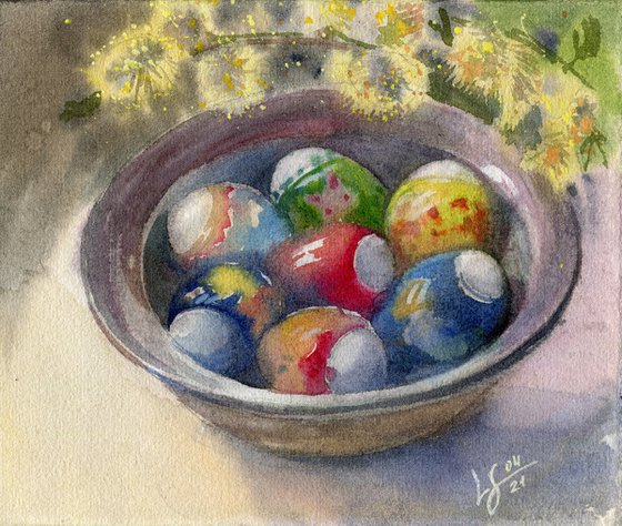 Easter eggs and a willow twig