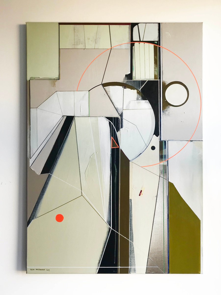 Abstract Acrylic Painting By Olga Hausmann, 28 X 39", Air After Thunderstorm, Original Artwork