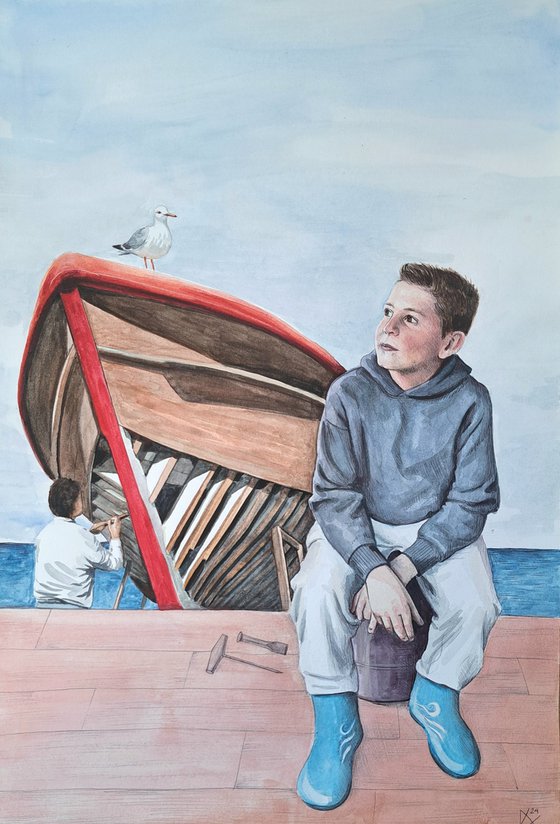 Seagull and boy