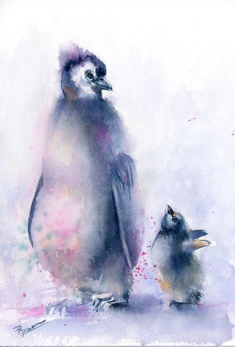 Little penguin with parent by Olga Shefranov (Tchefranova)