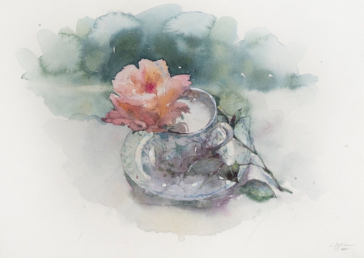 Rose and cup by Ekaterina Pytina