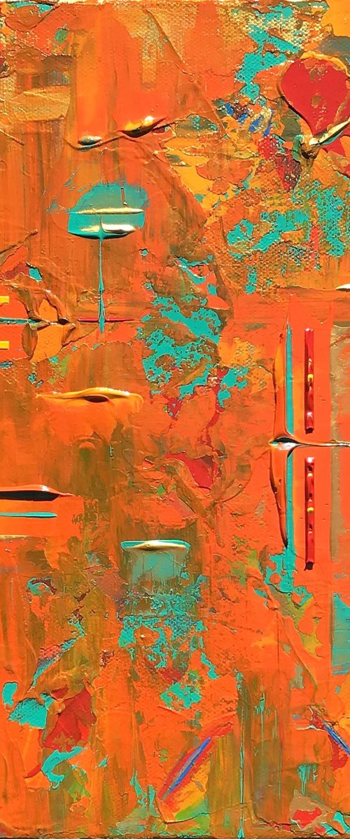 Bright Aqua Green Orange Patterns by Robert Lynn