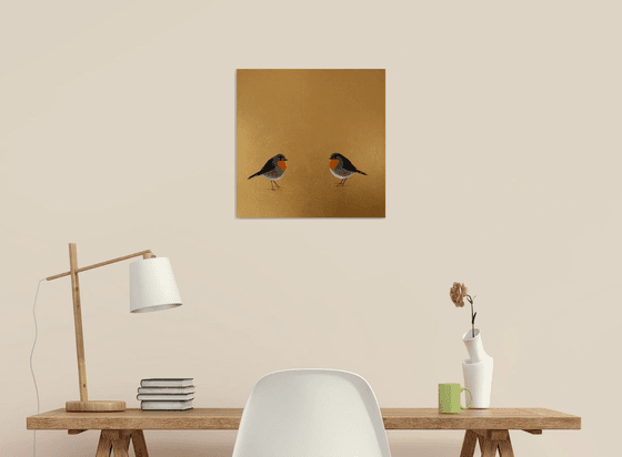 Two Robins ~ On Gold