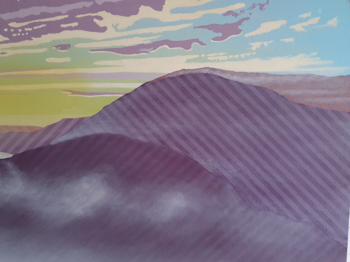 Impressionistic Landscape Acrylic Painting By Steve White, 47 X 31", Mountain/Lake/Cloud/Sky, Original Artwork