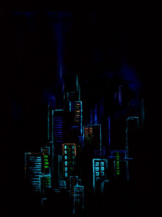 Night City (painting is glowing in the dark)