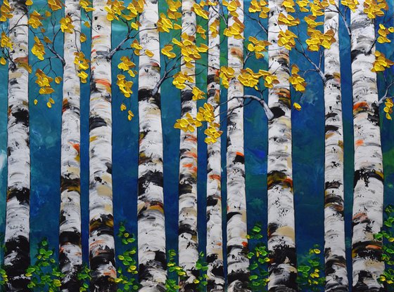 Forest - Birch Forest Painting 48" x 36"