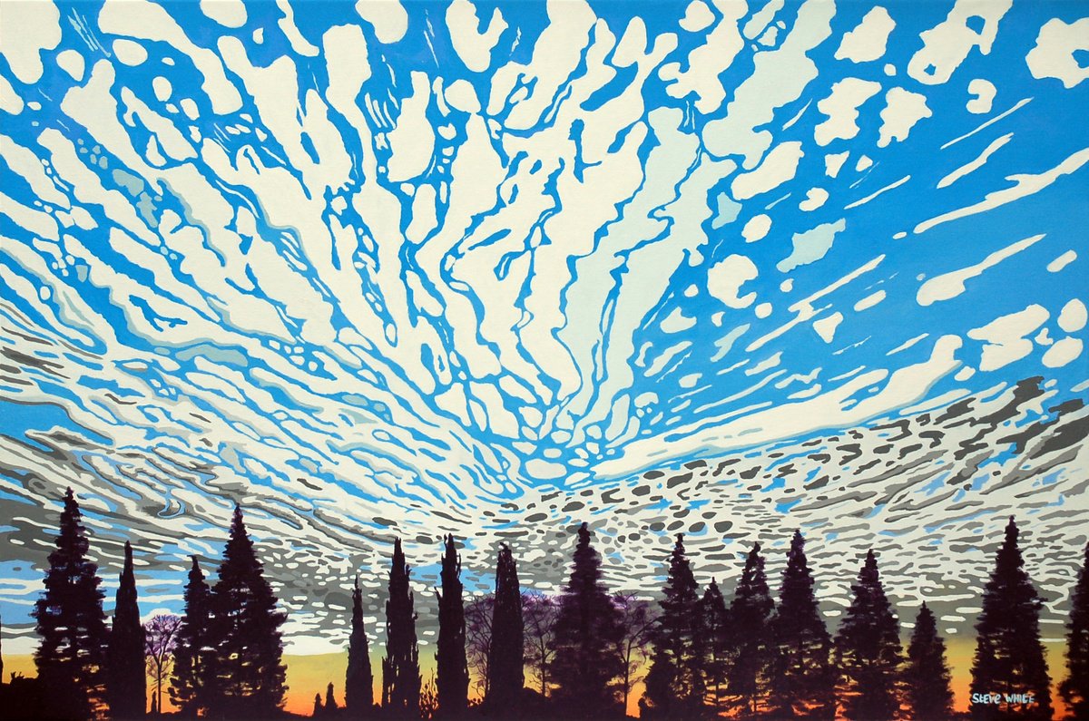 Impressionistic Landscape Acrylic Painting By Steve White, 47 X 31", Purple Trees, Original Artwork