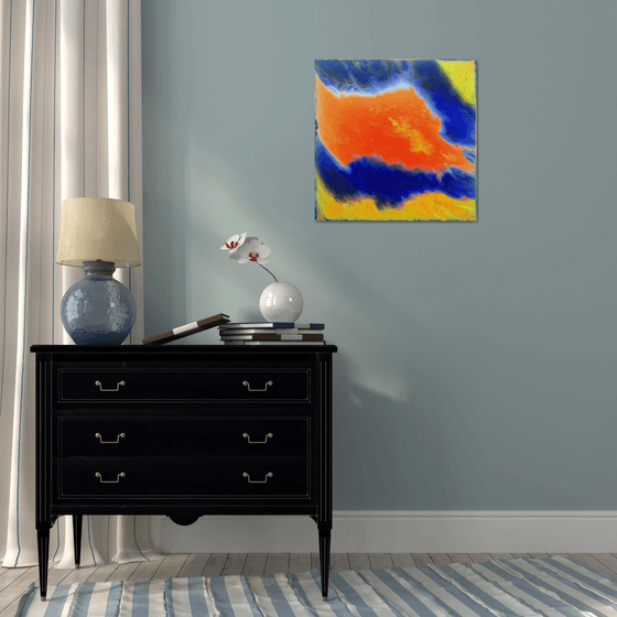 "Escape To Orange Island" - Original Abstract PMS Acrylic Painting - 24 x 24 inches