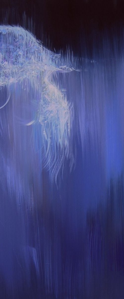 Figurative oil painting abstract art in blue - Dancing Symphony by Yuri Pysar