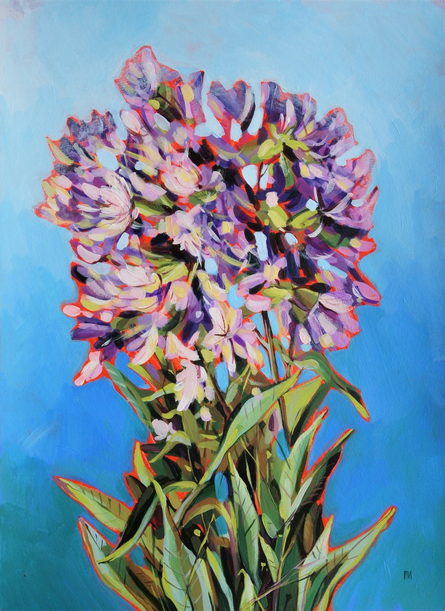 Impressionistic Botanical Acrylic Painting By Irina Plaksina, 12 X 16, Wildflowers Bouquet, Original Artwork