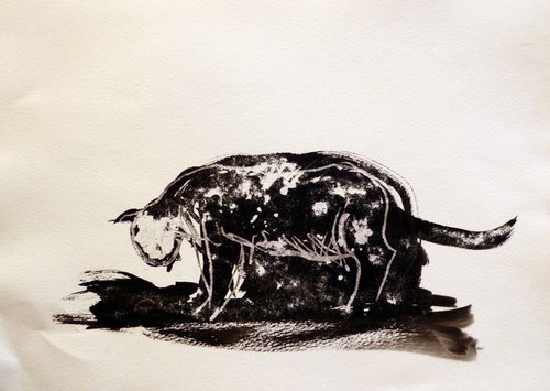 The star cat, ink drawing 29x42 cm (budget offer) by Frederic Belaubre